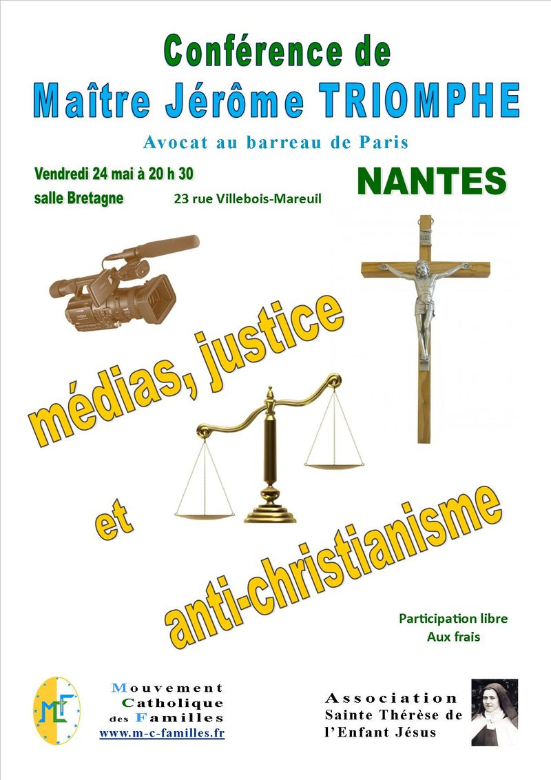 Conférence à Nantes sur Médias, Justice et anti-christianisme